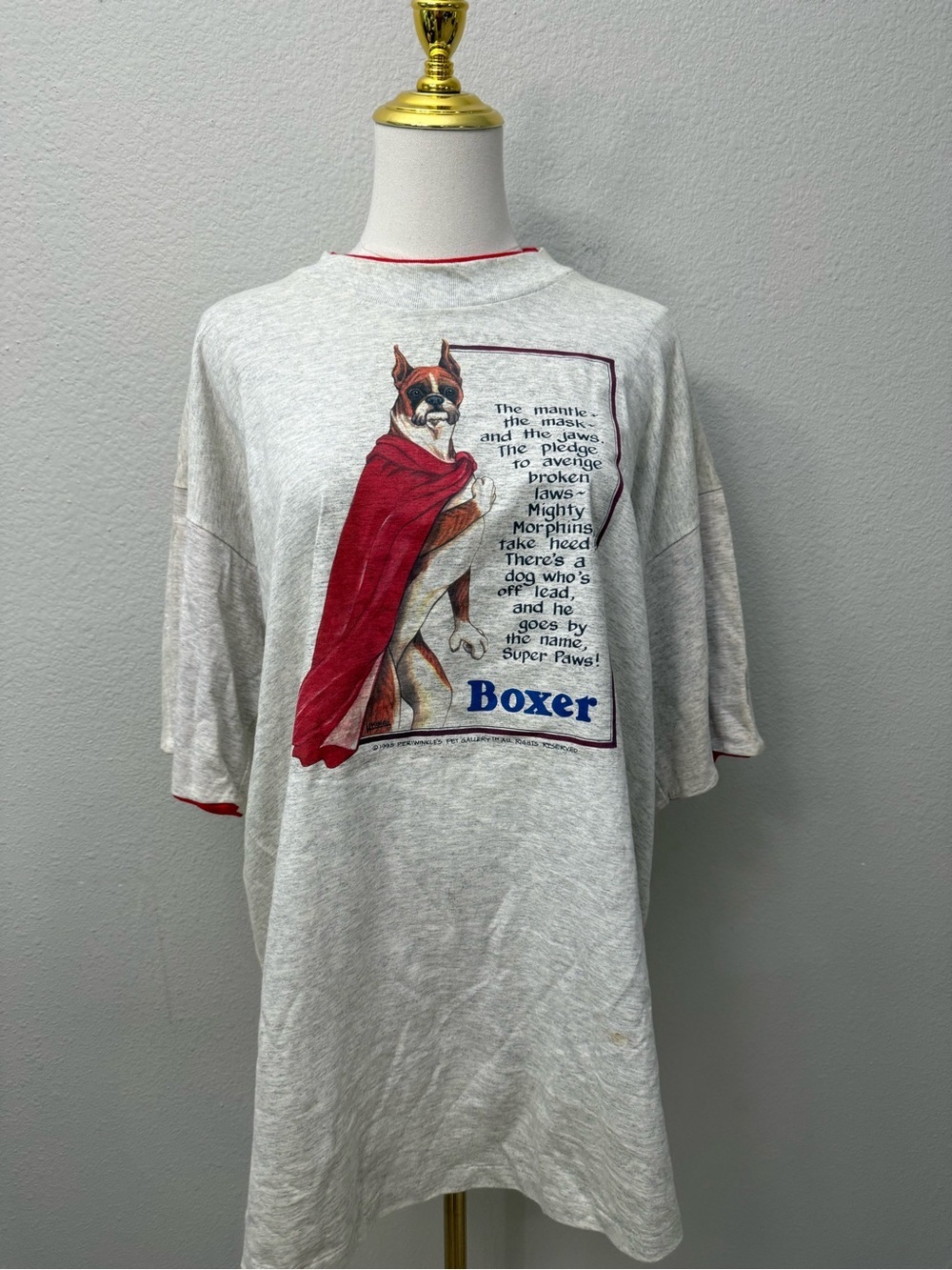 1995 Periwinkles Pet Gallery Boxer Dog Graphic T-Shirt XL Signal Sport